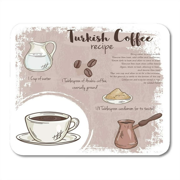 Bar Cup of Turkish Coffee Recipe with List Ingredients Food Bean Mousepad Mouse Pad Mouse Mat 9x10 inch