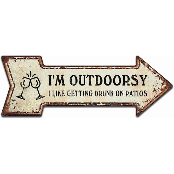 Bar Decor,I'm Outdoorsy 4x16 Inch Arrow Tin Sign,Wall Art,Decorative Funny Home Decor