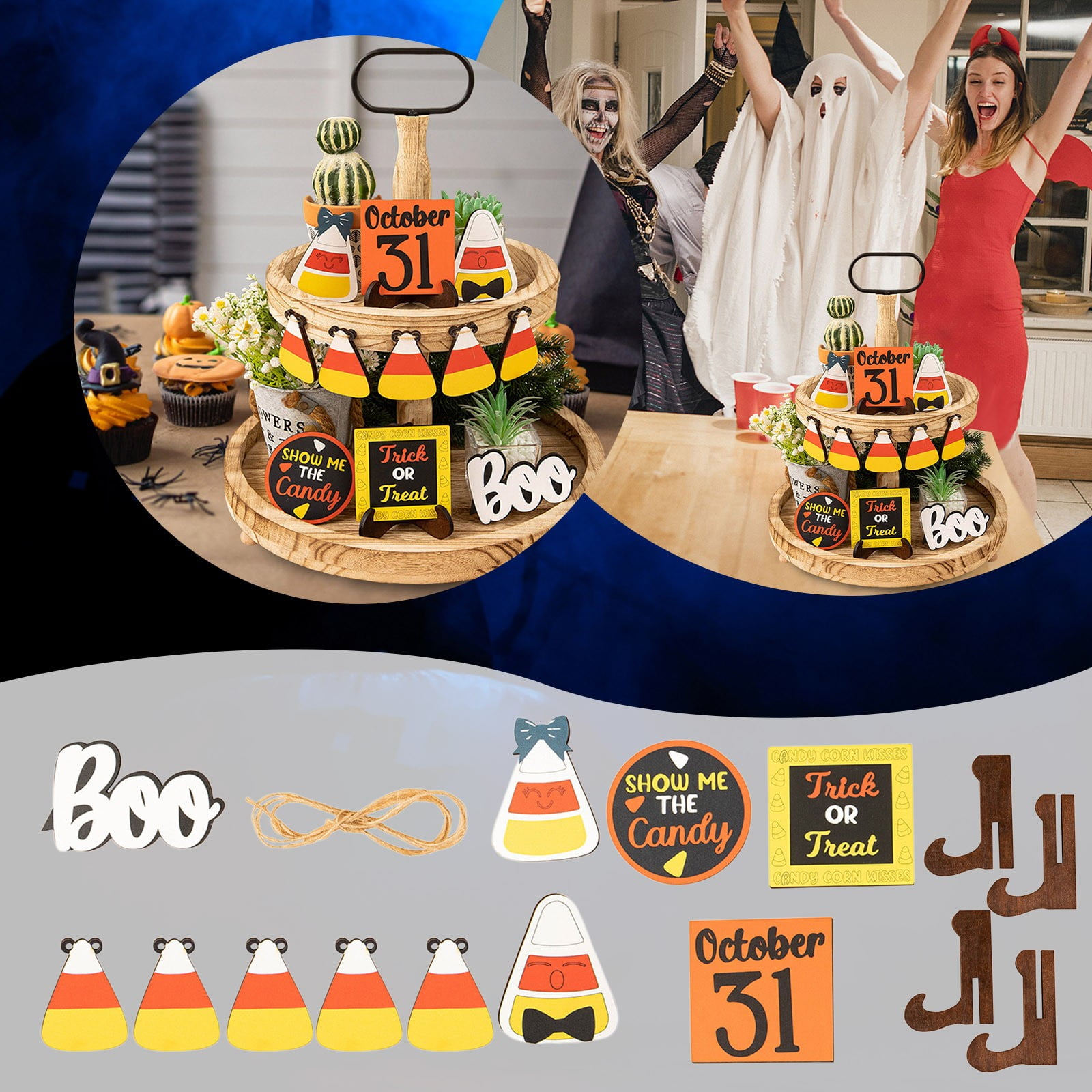 Bar Decorations Wooden Decorations Two Tie Wooden Tray 2 Tier Tray