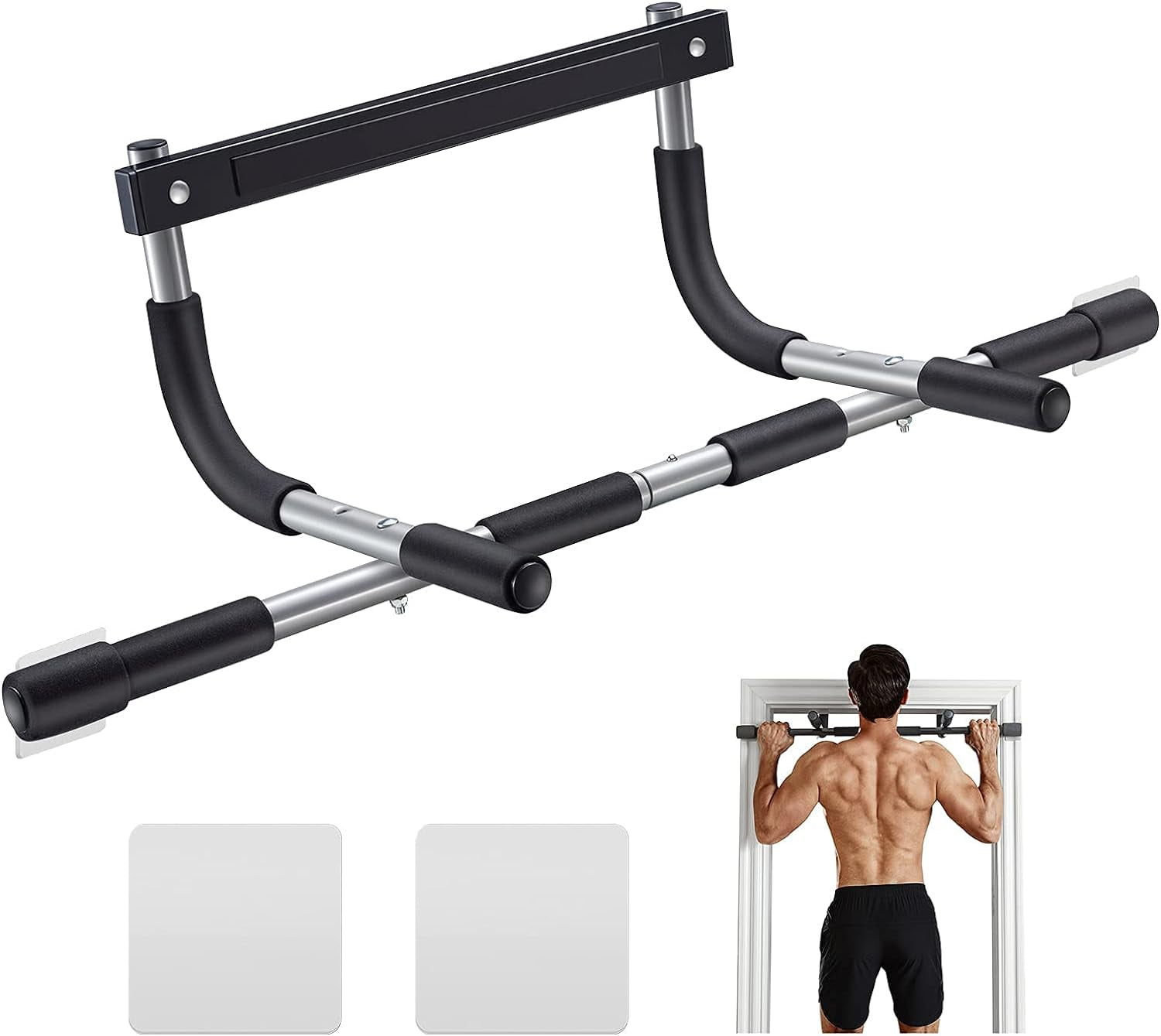 Bar for Doorway, Thickened Steel Max Upper Body Fitness Workout Bar, Multi-Grip Strength for Doorway, Indoor Chin-Up Bar Fitness Trainer for Home Gym Portable