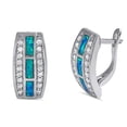 thumbnail image 1 of Bar Earrings Blue Simulated Opal Clear Cubic Zirconia .925 Sterling Silver Jewelry Female Unisex, 1 of 3