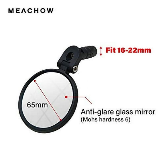 Bar End Bike Mirror [Upgraded Version] Scratch Resistant Glass Lens,HD,Safe Rearview Mirror (Sliver)ME-001S