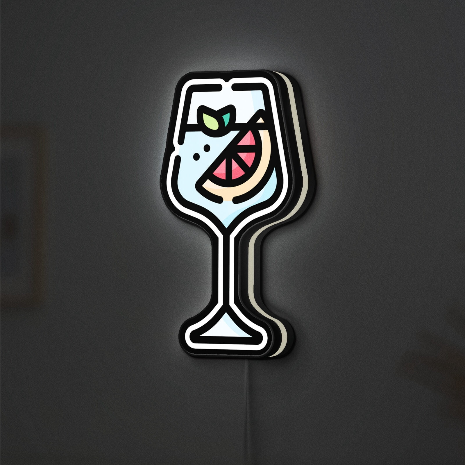 Bar Gin Tonic 3D Novelty Light Box, Pub and Cocktail Lamp Decor for Drink Lovers and Nightlife Enthusiasts (Width 24 inch, 60cm)