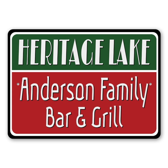 Bar & Grill Sign, Custom Lake House Sign, Lake Location Sign, Lake House Decor, Family Name Sign, Bar Aluminum Sign - 4x18 inches