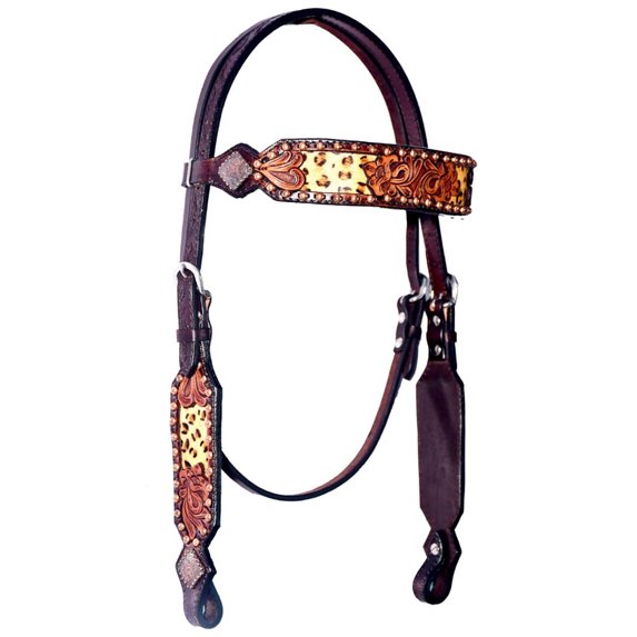 Bar H Equine American Leather Horse Saddle Tack One Ear Headstall | Breast Collar | Browband Headstall | Spur Straps | Wither Strap | Tack Set BER238