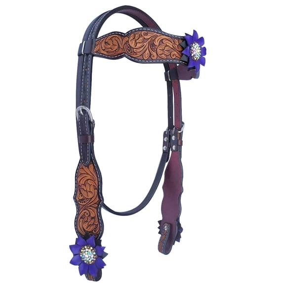 Bar H Equine American Leather Horse Saddle Tack Headstall | Browband Western for Horses