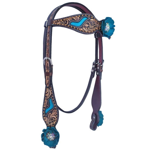 Bar H Equine American Leather Horse Saddle Tack Headstall | Browband Western for Horses