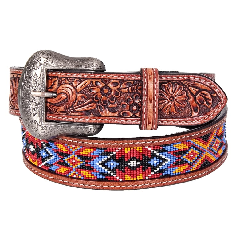 Bar H Equine Hand Carved Western Leather Belt Men Women  display picture 1
