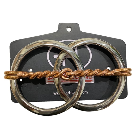 Bar H Equine Horse O Ring With Twisted Copper Wire Mouth Snaffle Bit Stainless Steel