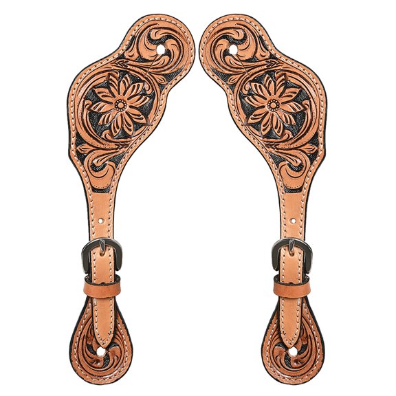 Bar H Equine Horse Riding Western Leather Spurs Straps for Adults Womens