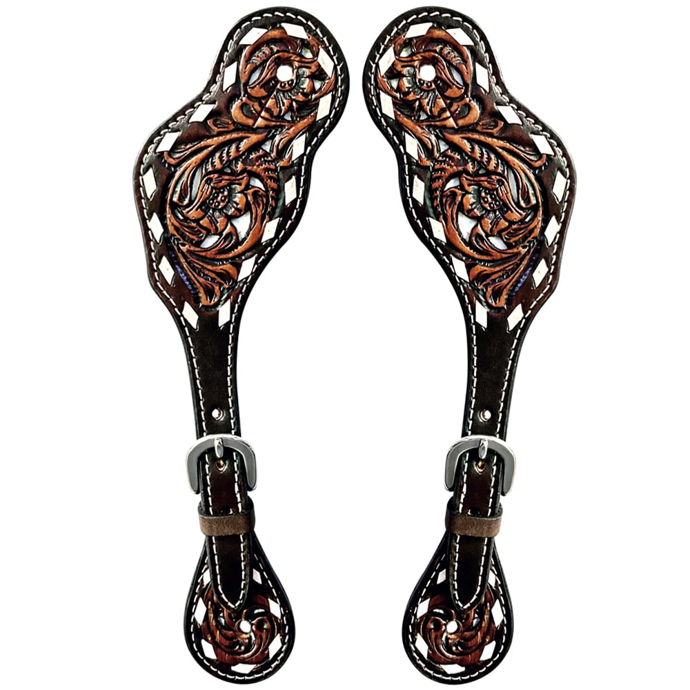 Bar H Equine Horse Riding Western Leather Spurs Straps for Adults ...