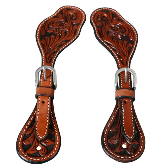 Bar H Equine Leather Spurs Straps for Adults - Western Womens Spur Straps for Horse Riding, Barrel Racing, Show, and Rodeo