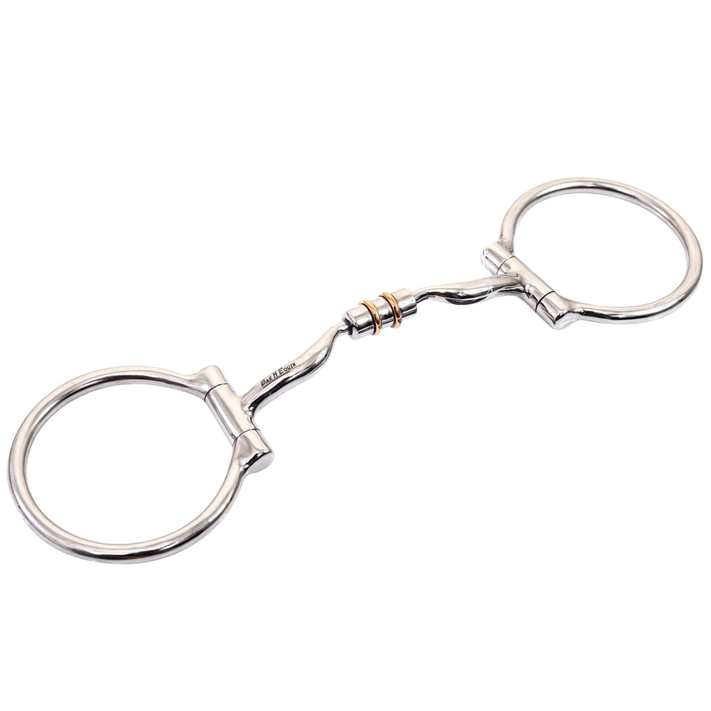 Bar H Equine Small Port D Ring Snaffle Tongue Relief W/ Roller Copper