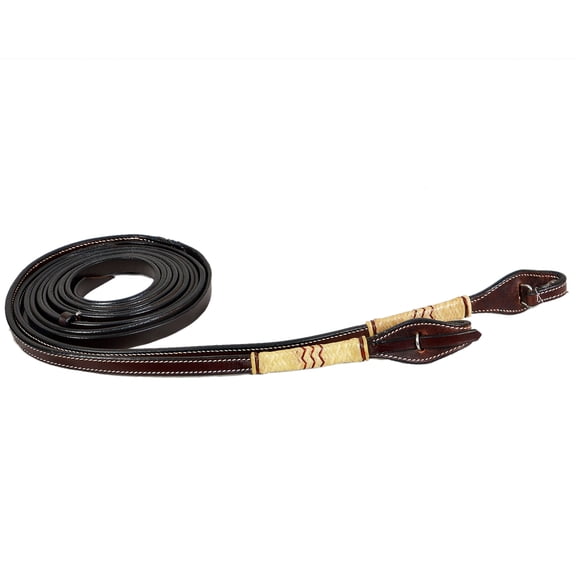 Bar H Equine Western Horse 8ft Natural Rawhide Braiding American Leather Split Reins