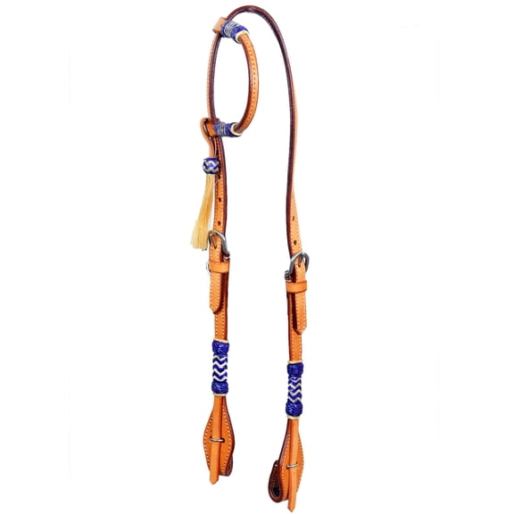 Bar H Equine Western Horse Genuine Leather Raw Hide One Ear Headstall Tan