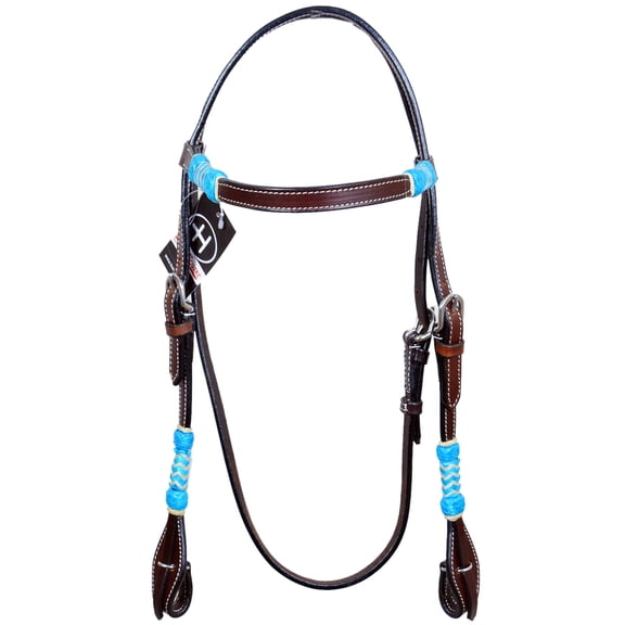 Bar H Equine Western Horse Rawhide Genuine American Leather Headstall