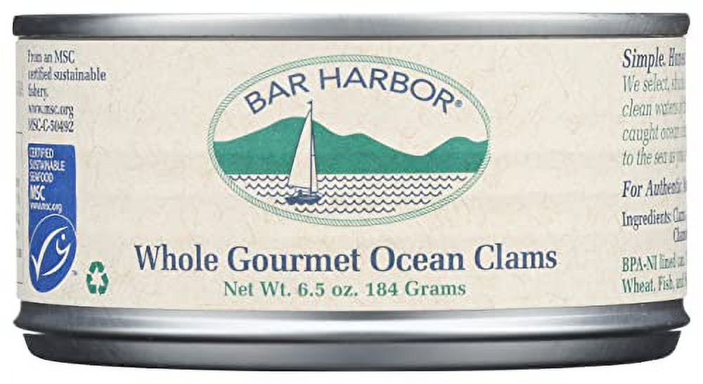 Bar Harbor Clams Whole Canned, 6.5 Oz (Pack of 12), Natural