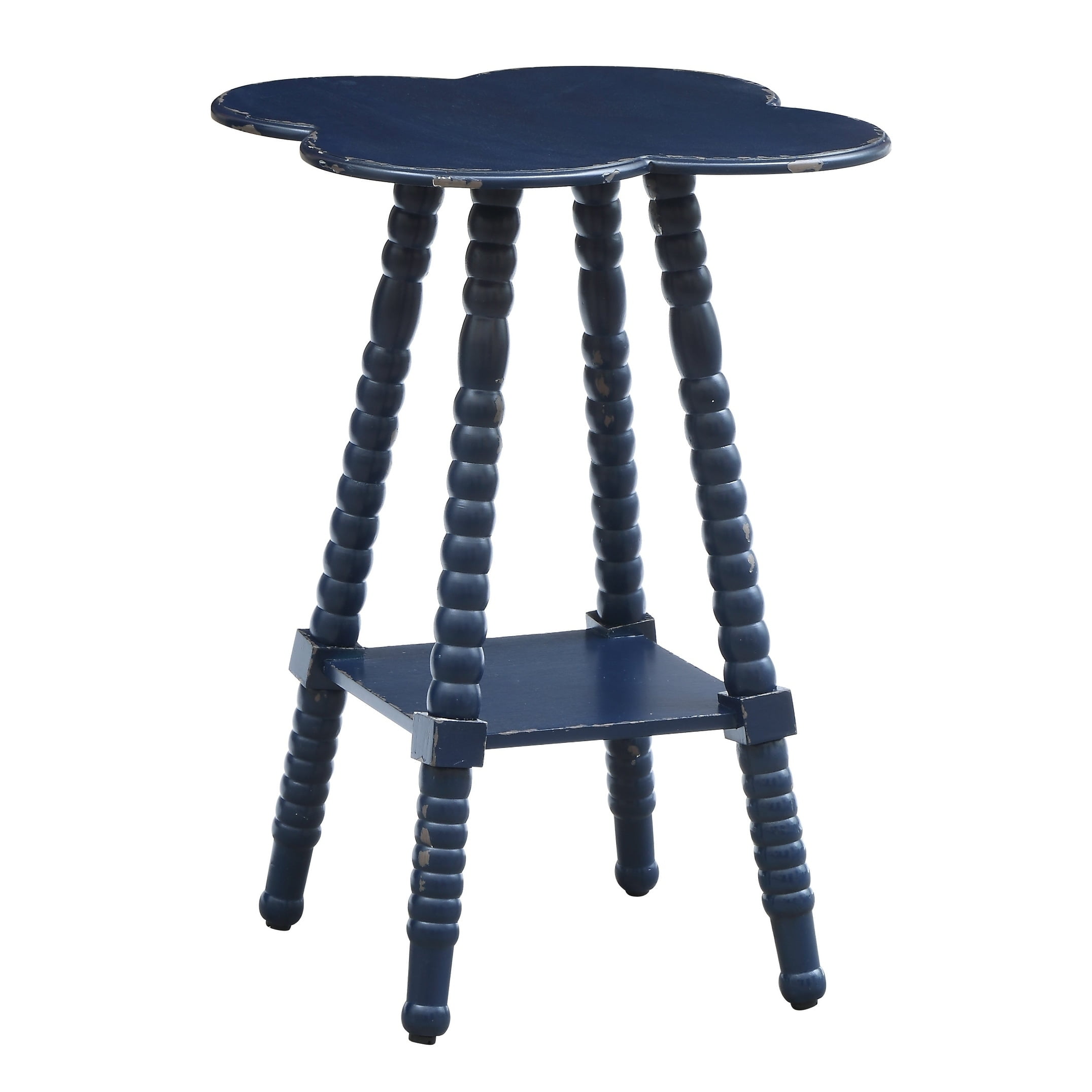 Bar Harbor Indigo Clover Shaped Wooden Accent Table