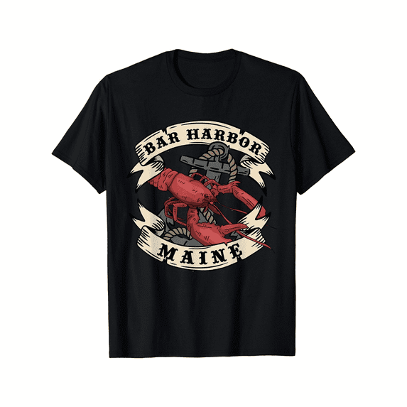 Bar Harbor Maine Lobster Anchor Nautical Maritime Coastal Vacation Souvenir Graphic T-Shirt