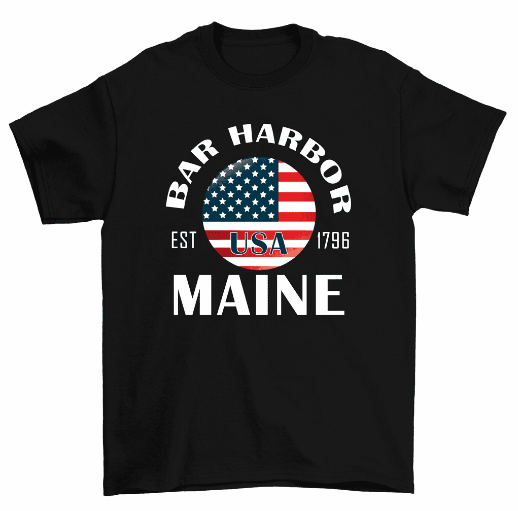 Bar Harbor Maine USA Flag TShirt Men Women