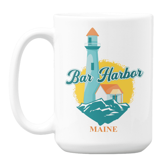 Bar Harbor Maine feat Lighthouse Travel & Vacation Theme Coffee & Tea Gift Mug (15oz)