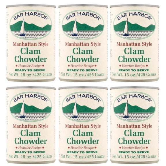 Bar Harbor Manhattan Style Clam Chowder, Case of 6, 14.5 oz Each