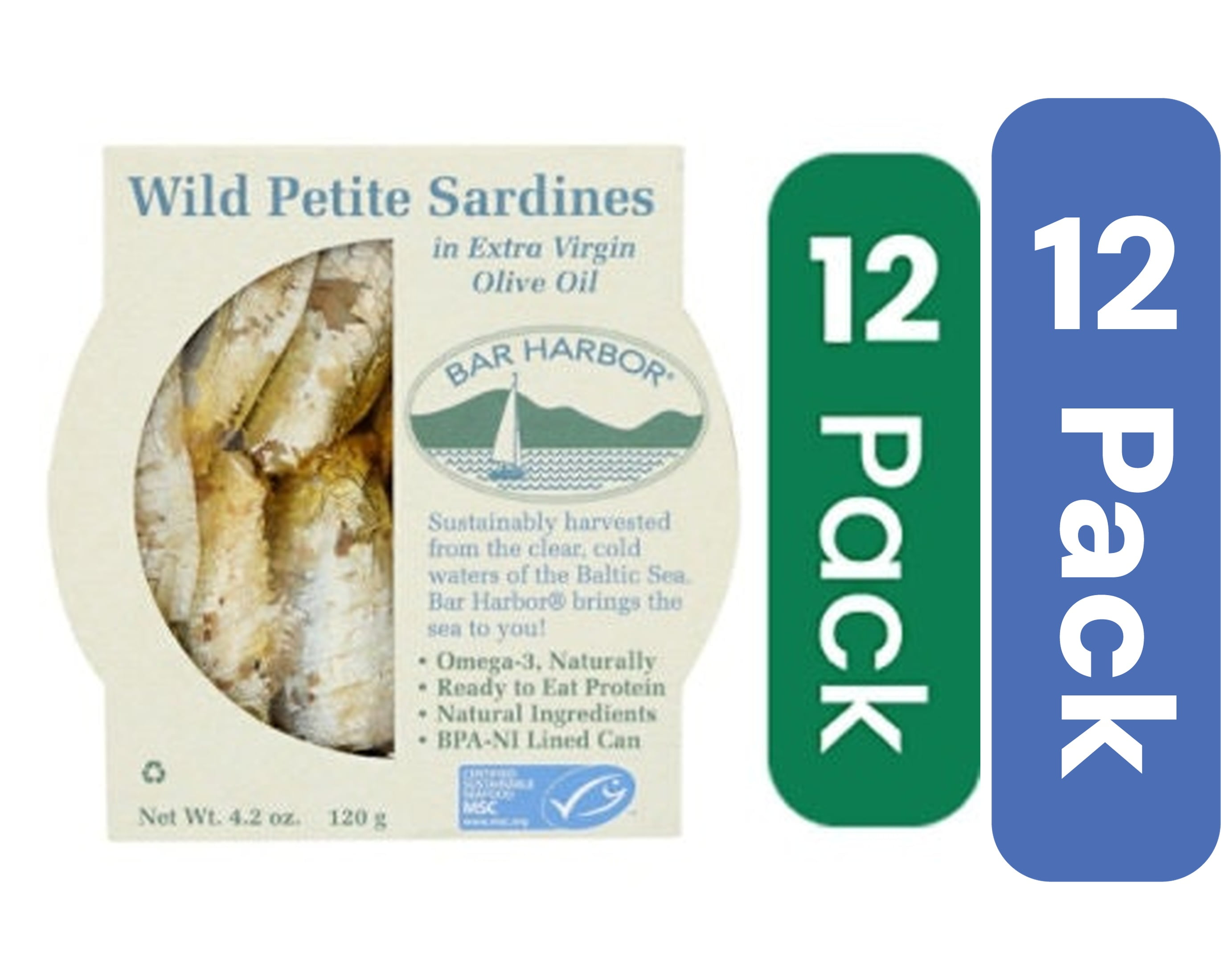 Bar Harbor Petite Wild Sardines In EVOO 4.2 oz (Pack Of 12)
