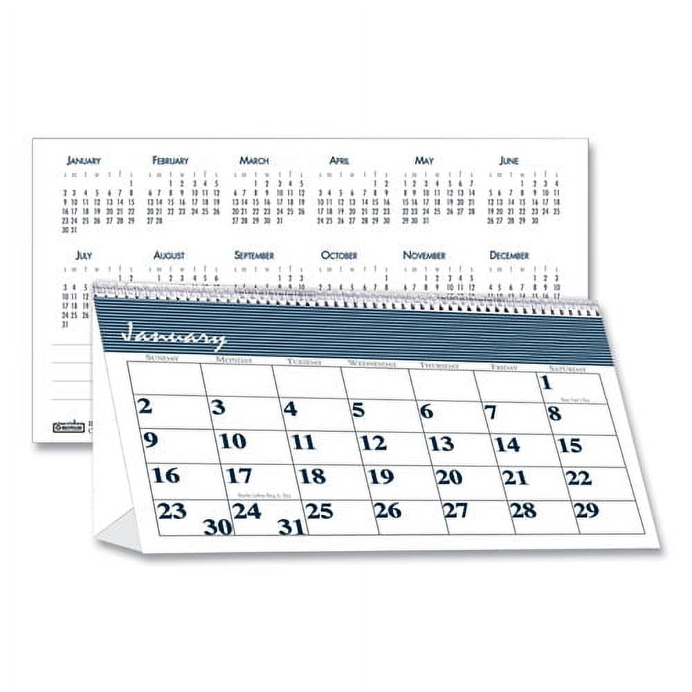 Bar Harbor Recycled Desk Tent Monthly Calendar, Bar Harbor Artwork, 7 x 4.25, White/Blue Sheets, 12-Month (Jan to Dec): 2024