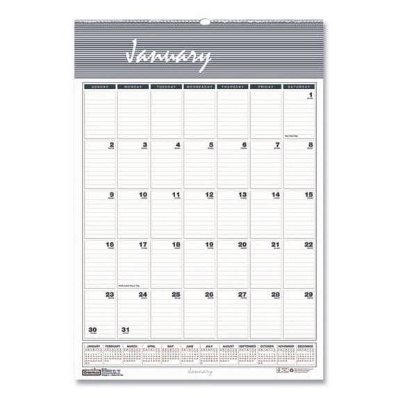 Bar Harbor Recycled Wirebound Monthly Wall Calendar, 15.5 x 22, White/Blue/Gray Sheets, 12-Month (Jan-Dec): 2026 | Bundle of 2