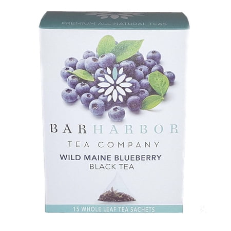 Bar Harbor Tea Company Wild Maine Blueberry Black Tea - 15 count, Individually wrapped tea bags, Organic