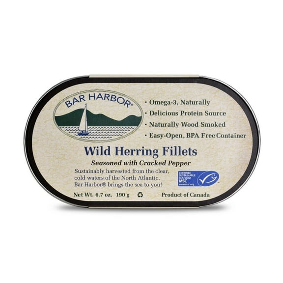 Bar Harbor Wild Herring with Cracked Pepper, 6.7 oz. Tin-free steel Can