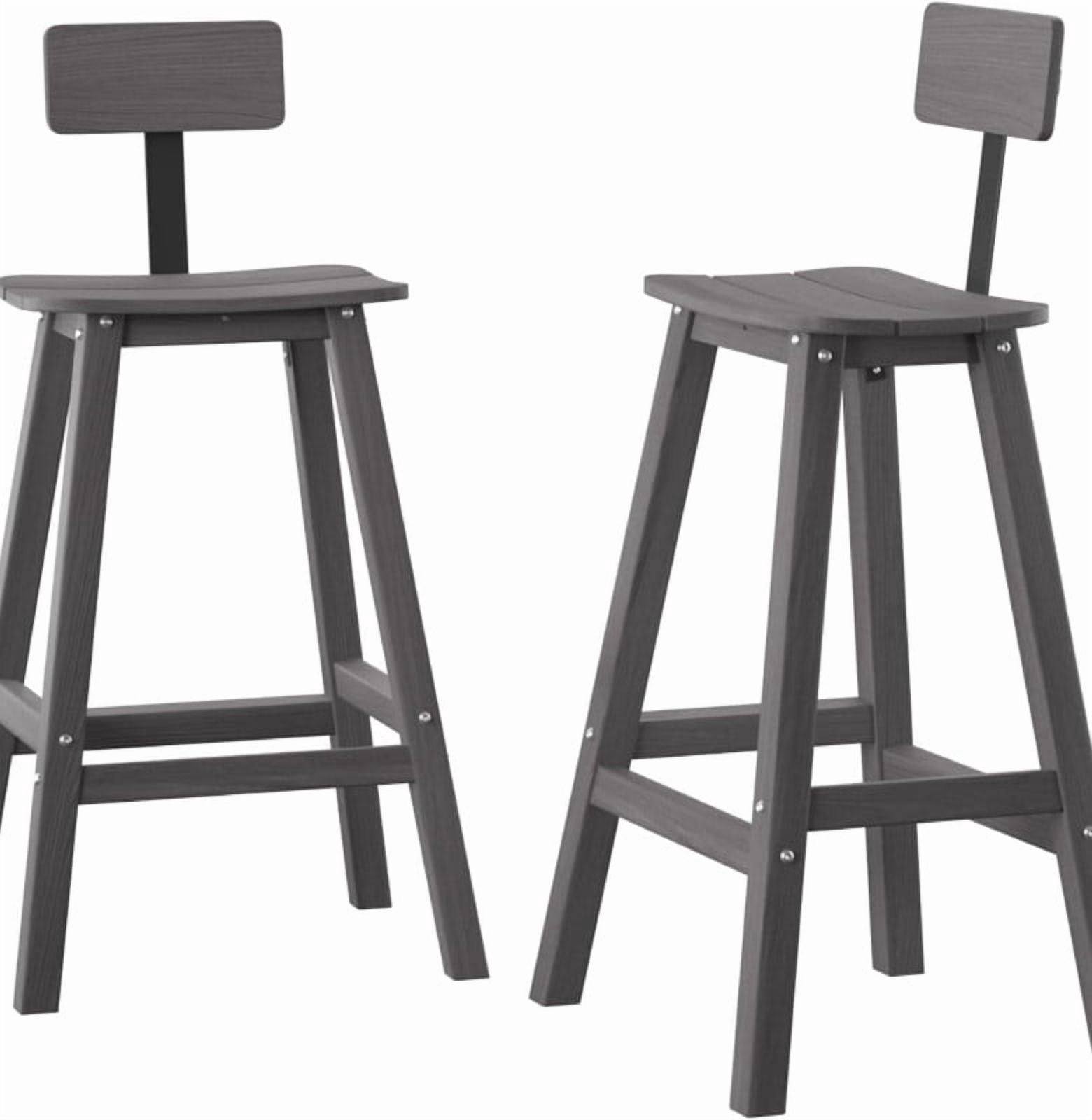Bar Height Chairs Set of 2, HDPE Bar Height Outdoor Barstools, Weather Resistance Tall Adirondack Chairs Set of 2, 2-Piece Bar Stools