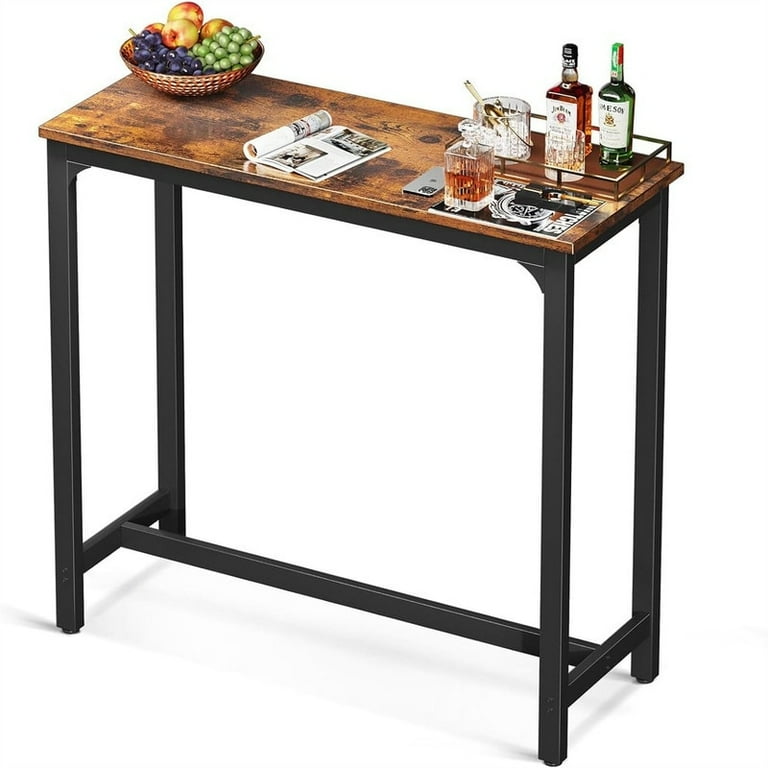 Bar Height Pub Table 39 D x 15 W x 39 H Rustic Brown 39 Inch