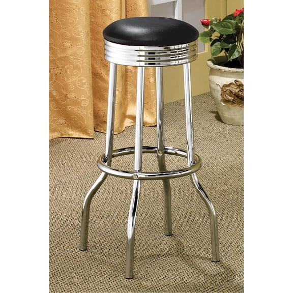 Bar Height Stool Set (2 Pieces) | Creates 1950s Vibe in Dining Space | Foam-Filled Faux Leather Seats | Solves Problem of Uncomfortable Seating