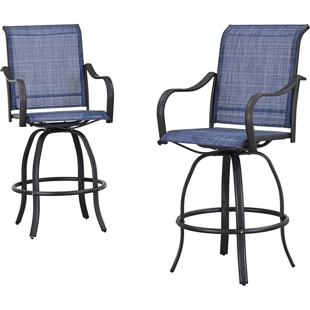 Bar Height Swivel Outdoor Chairs High Back Patio Stools with Arms Set ...