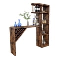 thumbnail image 1 of Benjara Bar Height Table- Glass Racks w Bottle Holders- 73" Classic Brown, 1 of 6