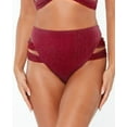 thumbnail image 1 of Bar III BLACKBERRY Shimmer Strappy-Leg High-Rise Bikini Swim Bottom, US Large, 1 of 4