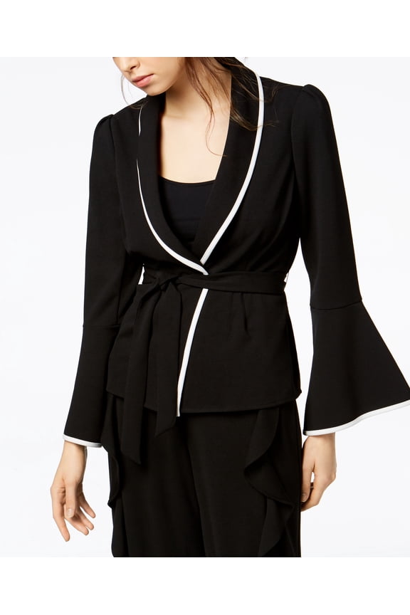 Bell Sleeve Wrap Front Jacket Deep Black L