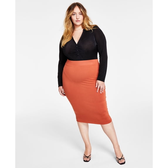Bar III Bodycon Midi Skirt Terra Stone 1X