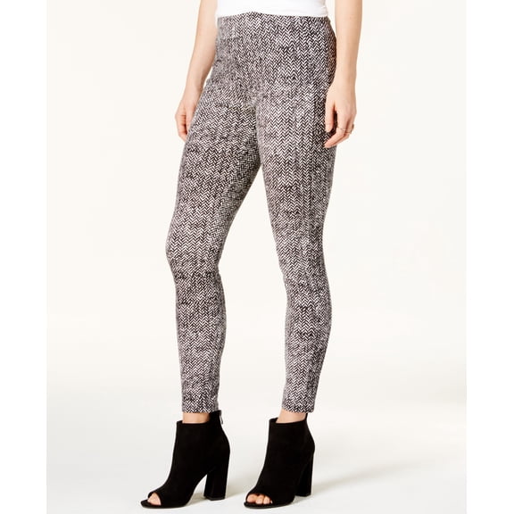 Bar III Chevron Print Mid Rise Leggings Black Combo 2XL