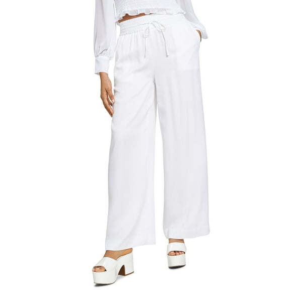 Bar III Cotton Drawstring Wide Leg Pants Bright White XL