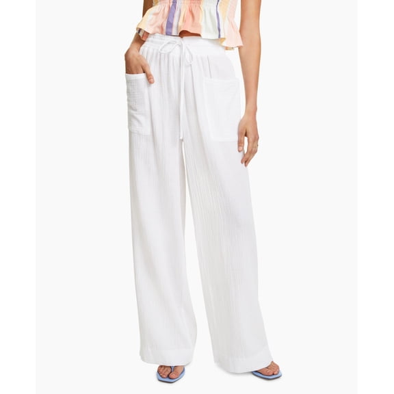 Bar III Cotton Wide Leg Pants Bright White XS