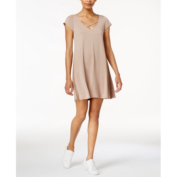 Bar III Crisscross Shift Dress Nude M