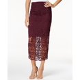 thumbnail image 1 of Bar III Crochet Lace Midi Skirt Purple S, 1 of 3
