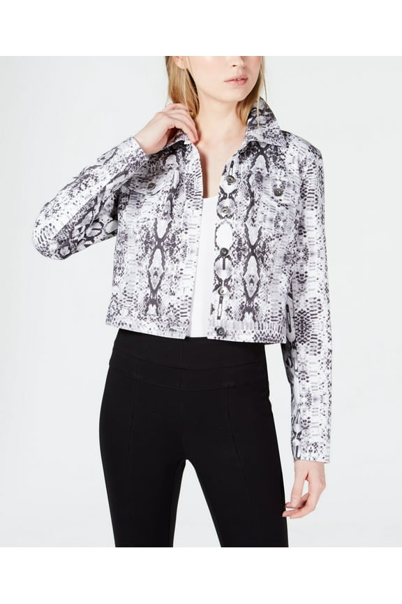 Cropped Snake Embossed Trucker Jacket Snake XL