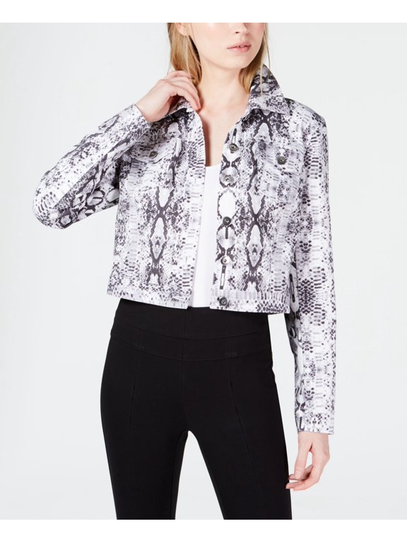 Cropped Snake Embossed Trucker Jacket Snake XL