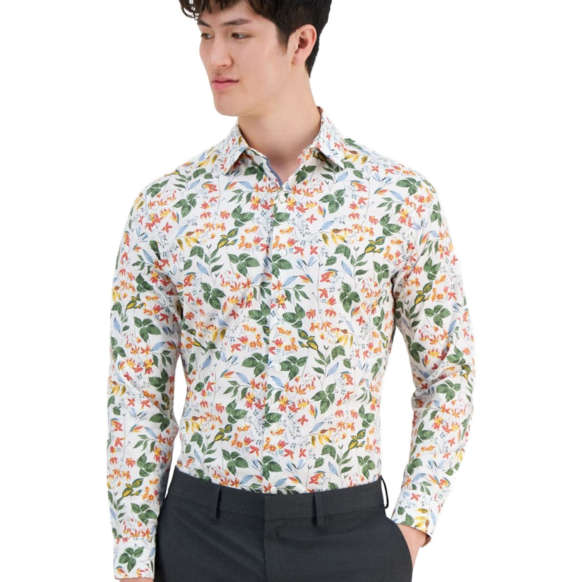 Bar Iii Mens Slim fit Dress Shirt XL 17-17.5 Long Sleeve White Green Floral - Walmart.com Bar Iii Mens Slim fit Dress Shirt XL 17-17.5 Long Sleeve White Green Floral - Walmart.com