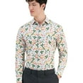 thumbnail image 1 of Bar Iii Mens Slim fit Dress Shirt XL 17-17.5 Long Sleeve White Green Floral, 1 of 2