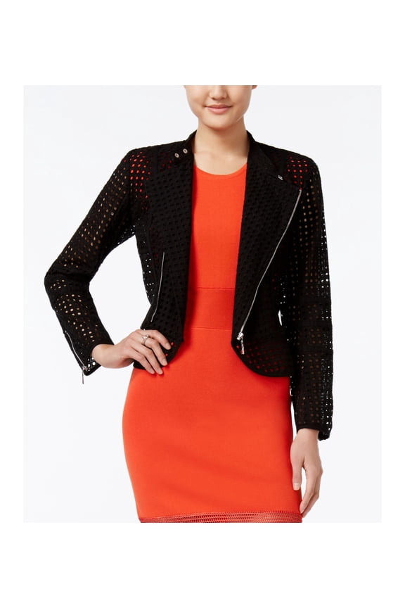 Eyelet Moto Jacket Deep Black M