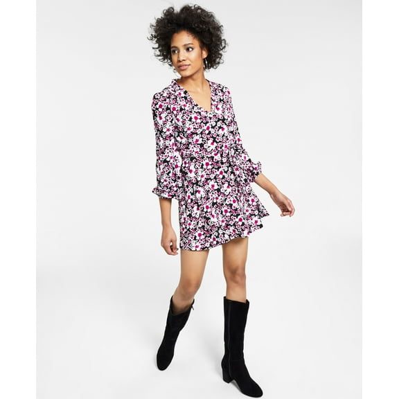 Bar III Floral Print Mini Dress Floral Field XL